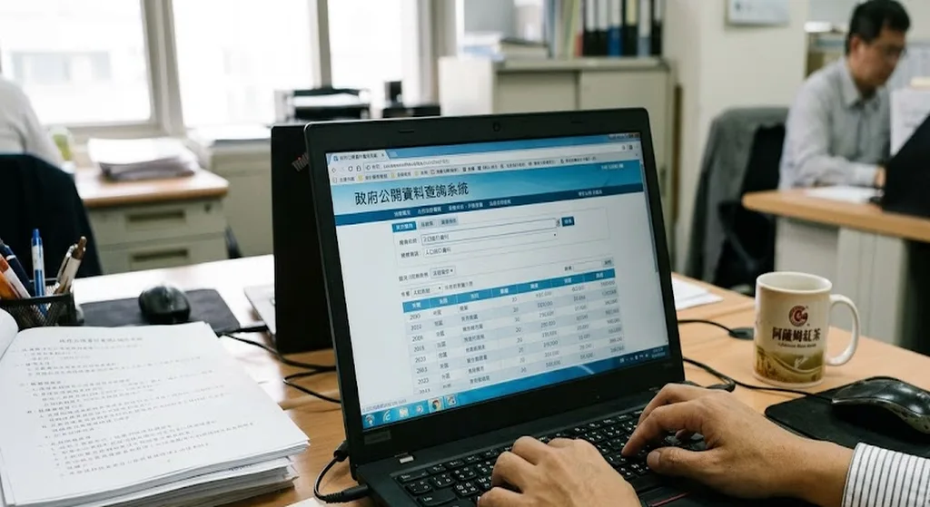 使用筆電查詢公開資料介面的情境